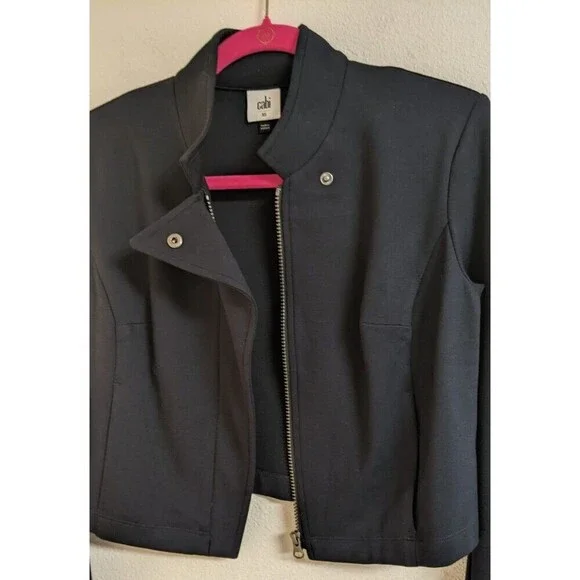 NEW~Women's Cabi # 6259 ADMIRAL JACKET Navy Blue Ponte Knit Cropped Zip Front XS - Picture 9 of 9